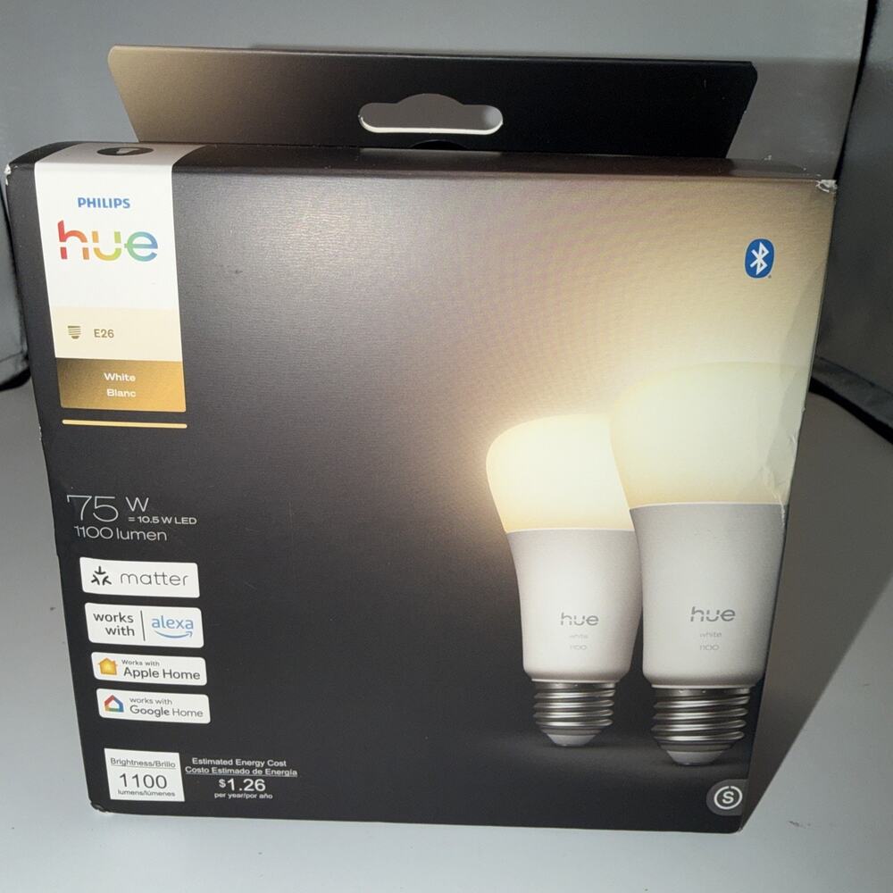 Philips Hue Smart LED A19 Bulb, Warm White Light 2700K, E26 Base,